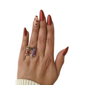 ✨ 925 Sterling Silver Colorful Crystal Ring – Size 7 ✨